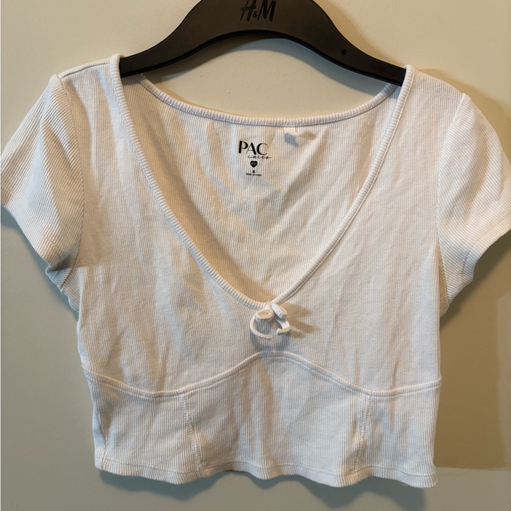 White Ribbed Crop Top